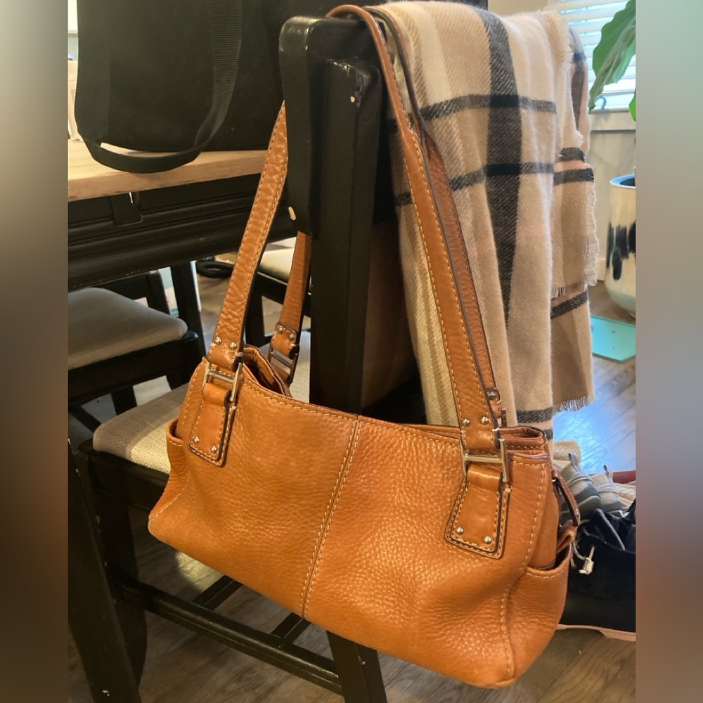 Vintage Fossil top grain cognac shoulder purse